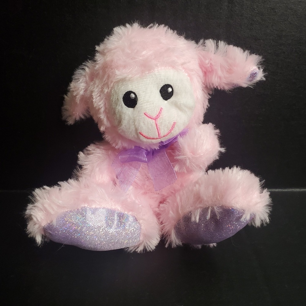 Fuzzy Friends Lamb Pink 5" Plush With Purple Iridescent Feet Greenbrier Int'l